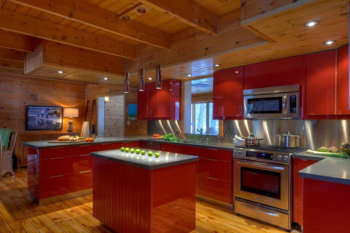 decorazione cucina nei toni del rosso