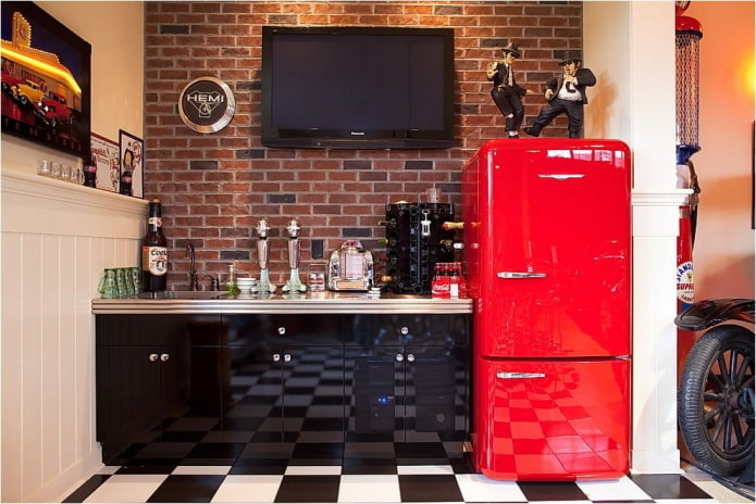 Cucina con mattoni