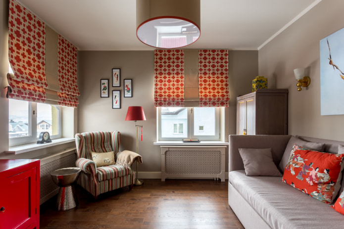 Tenda a pacchetto rossa e beige