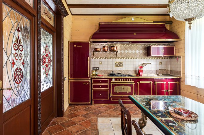 Set da cucina rosso classico