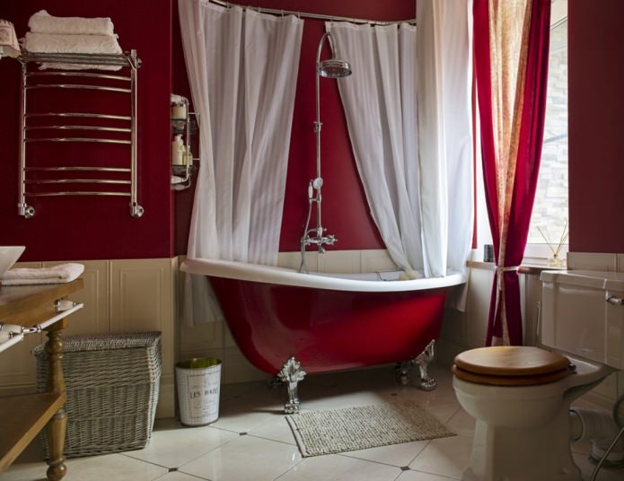 vasca da bagno rossa