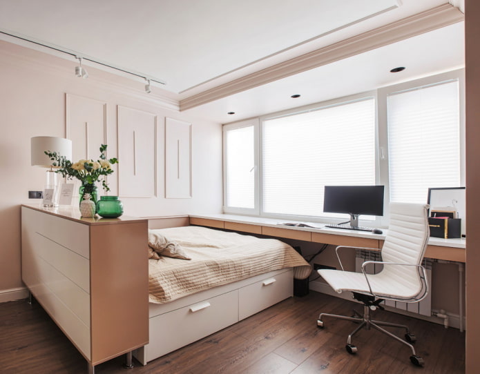 letto e zona studio