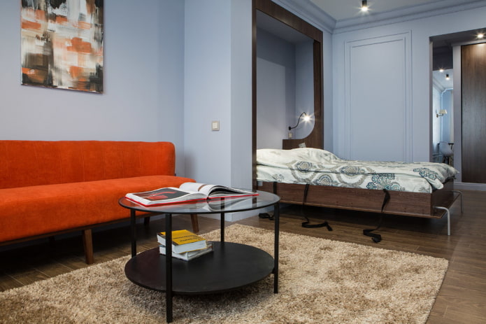 Soggiorno con divano e letto trasformabile