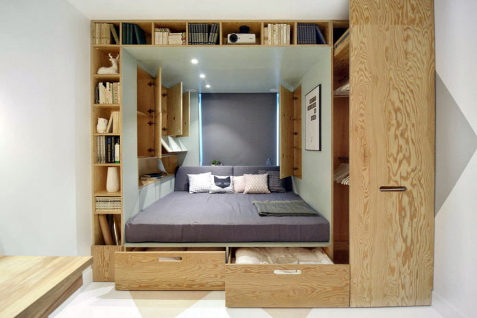 nicchia con letto a podio all'interno