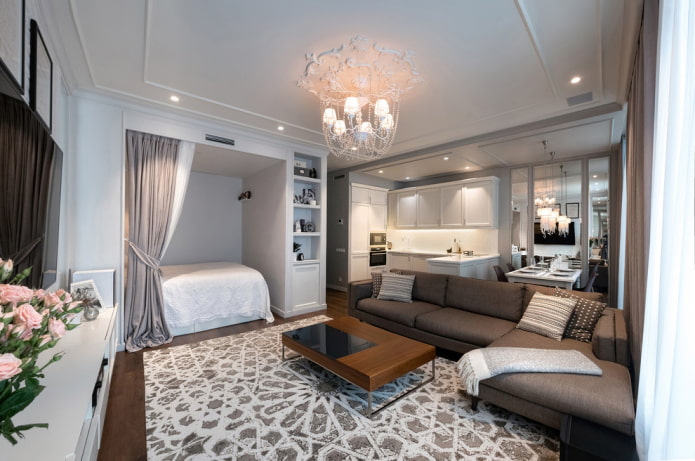 nicchia con letto nell'interno del monolocale