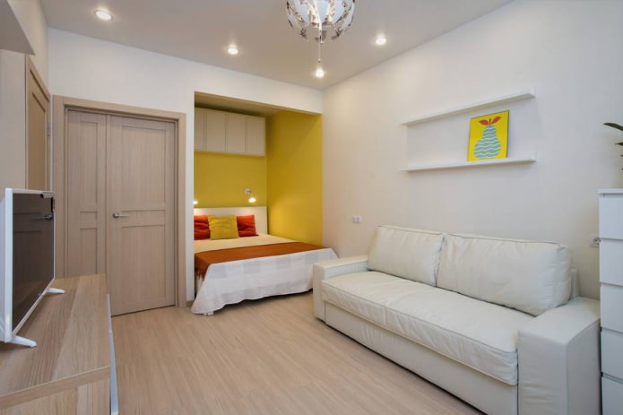nicchia con letto in un monolocale