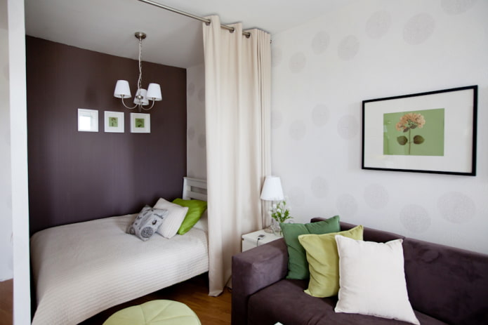 nicchia con letto in un monolocale