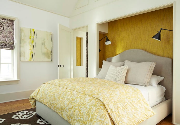nicchia in cartongesso con un letto all'interno