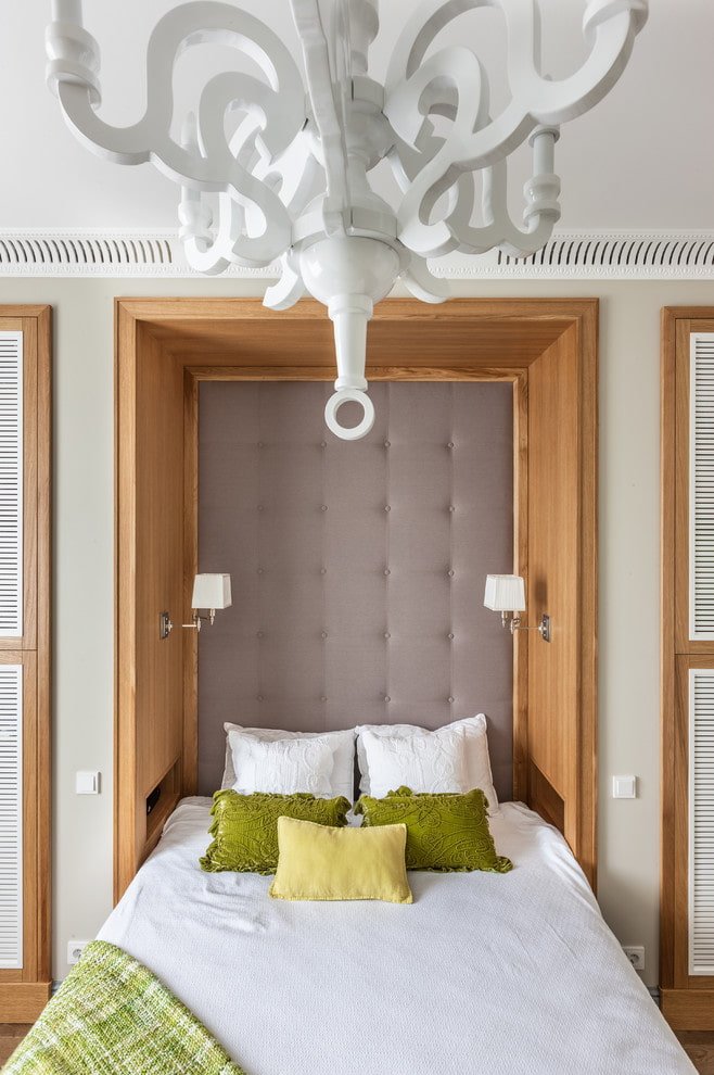nicchia in cartongesso con un letto all'interno