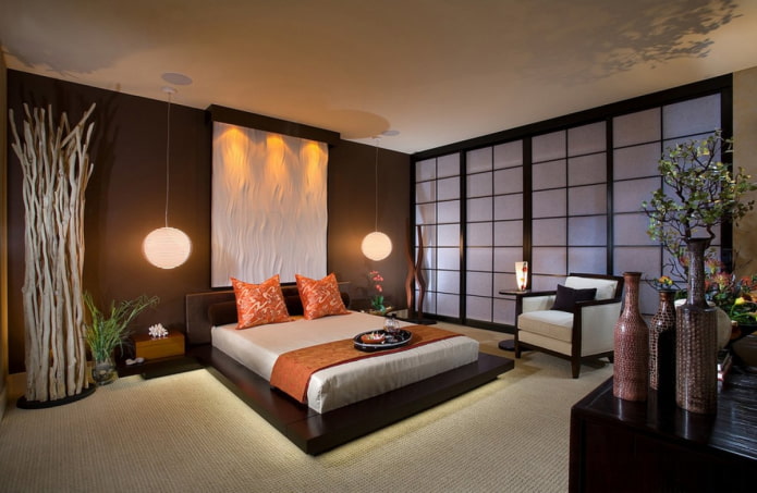 letto in un interno in stile orientale