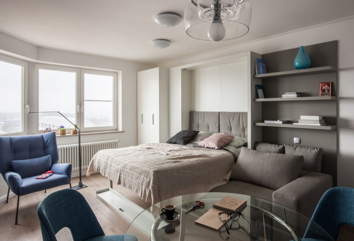 letto a muro nell'arredamento del soggiorno