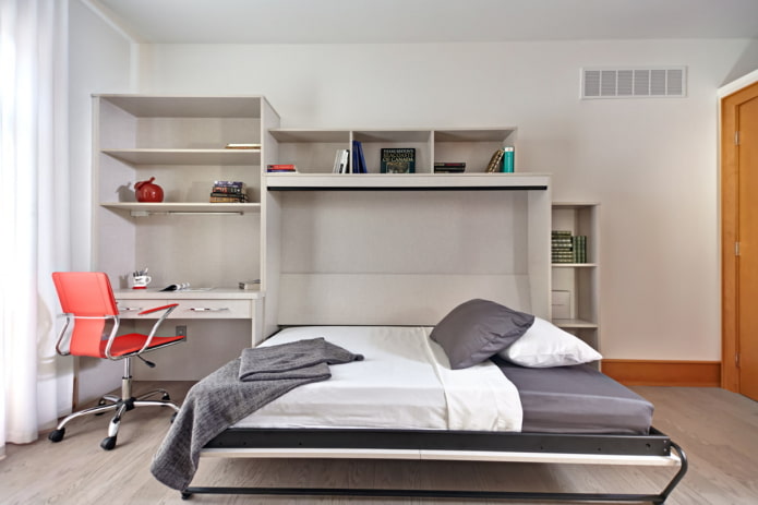 letto guardaroba con spazio di lavoro