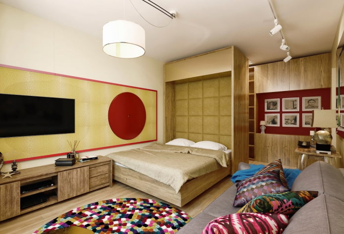 letto a muro nell'arredamento del soggiorno