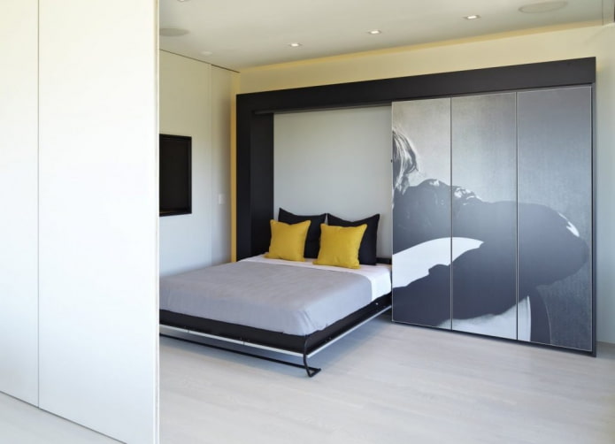 progetto di un letto da incasso in un interno