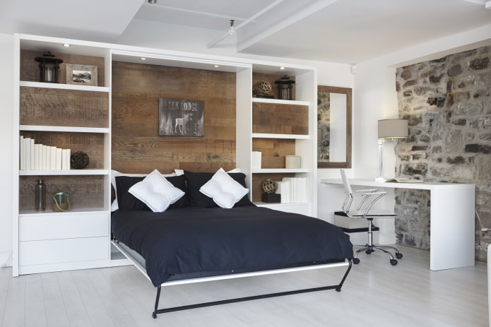 design del letto integrato nell'interno