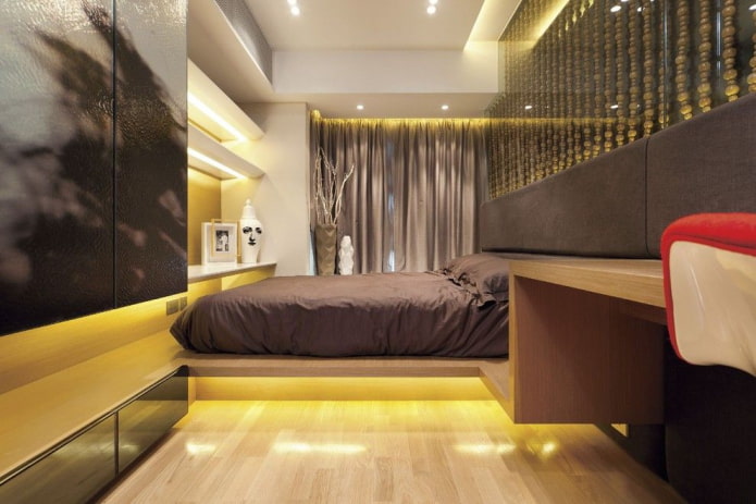 letto in legno in stile high-tech