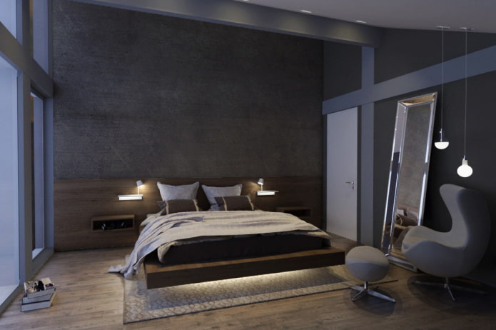 letto sospeso con illuminazione interna