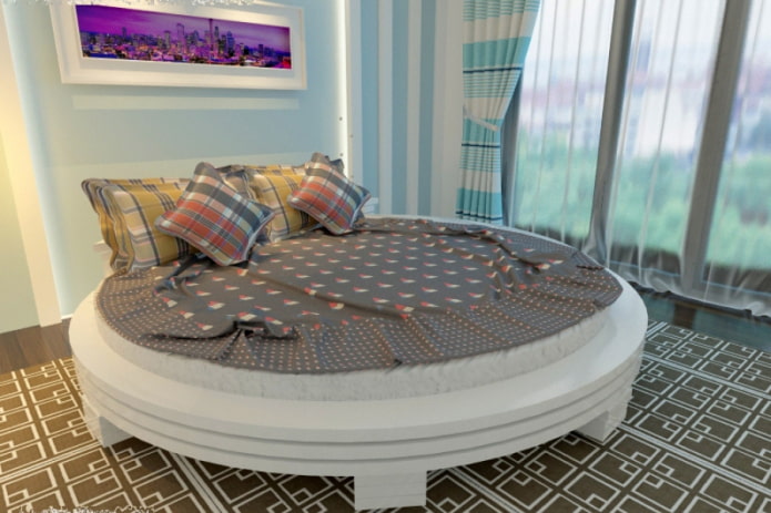 letto rotondo in legno all'interno