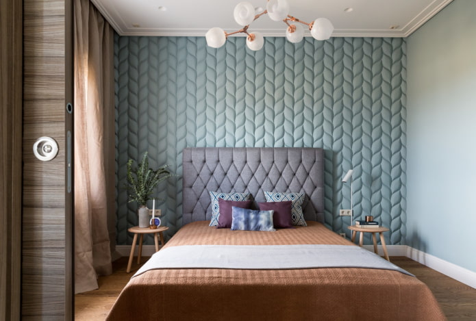letto con testiera morbida in stile moderno