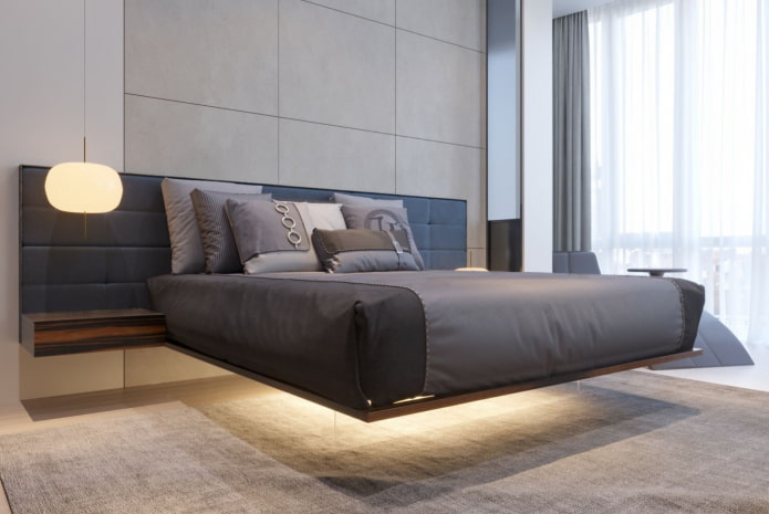 letto con testiera morbida in stile moderno