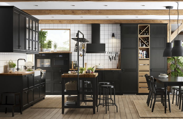 cucina in legno nero