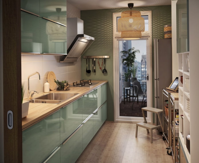 cucina verde lucido