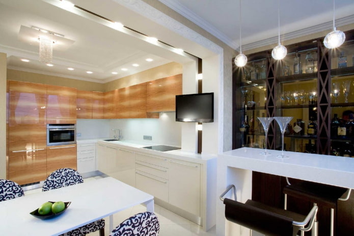 illuminazione all'interno della cucina in stile moderno