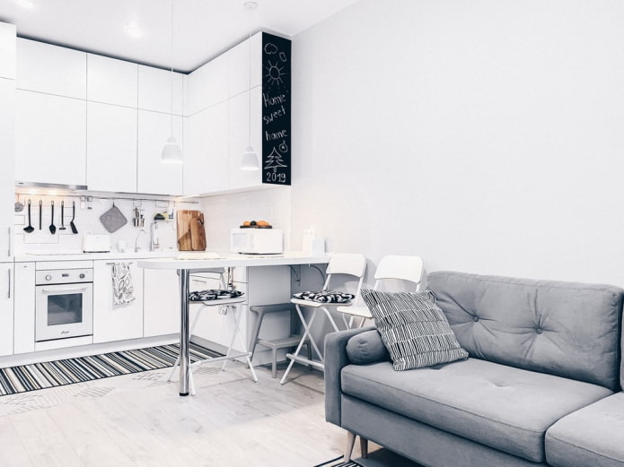 design cucina-soggiorno in stile scandinavo