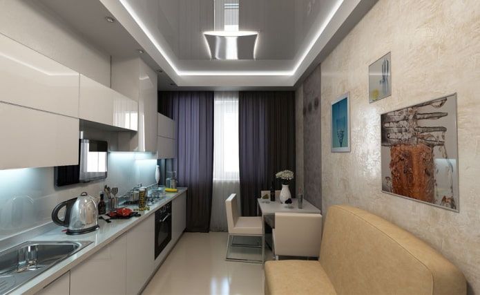 progettazione della cucina-soggiorno in stile hi-tech