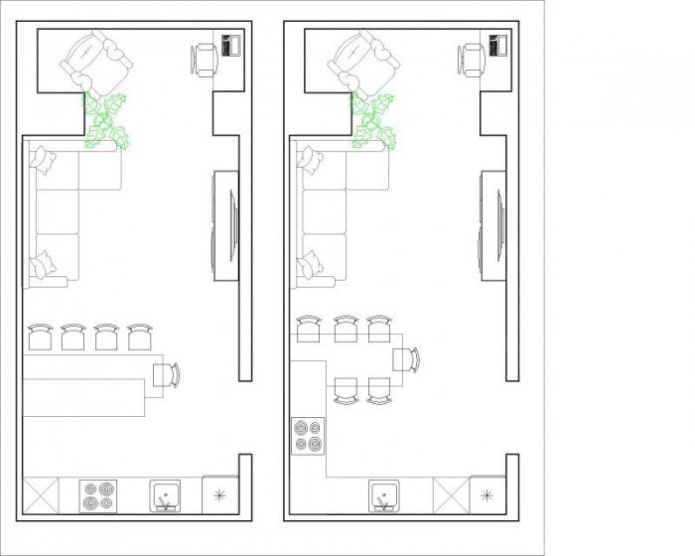 progettazione di una cucina-soggiorno di 30 metri quadrati