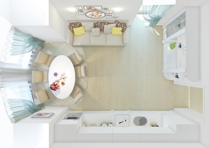 Planimetria di una cucina-soggiorno di 30 mq