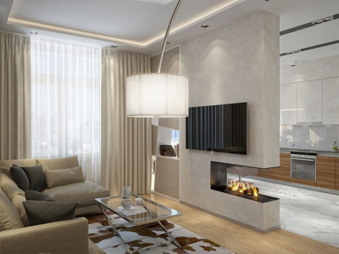 design degli interni della cucina-soggiorno