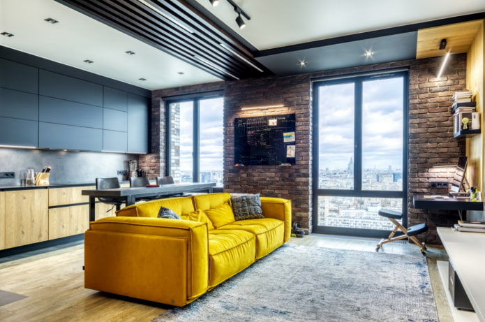 divano luminoso in stile loft