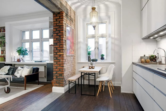 combinazione cucina con soggiorno