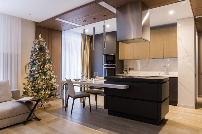 set da cucina all'interno della cucina-soggiorno