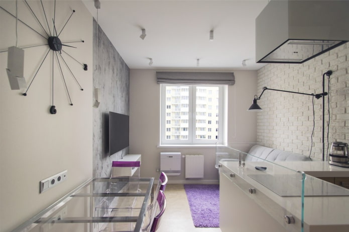 progettazione cucina-soggiorno con una finestra