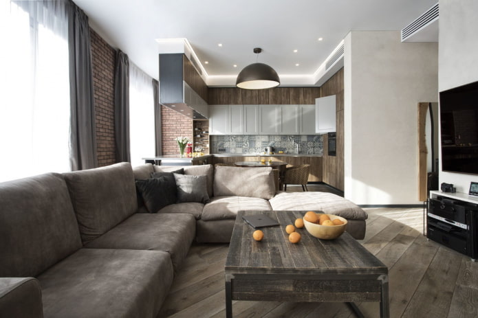 interno di una cucina-soggiorno in stile moderno