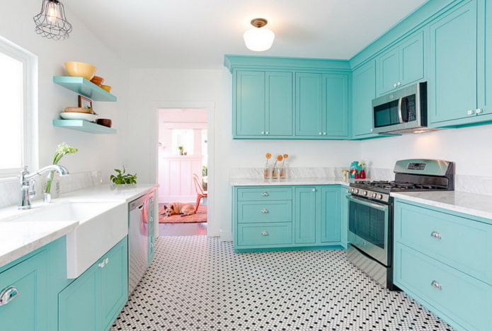 set da cucina color menta brillante