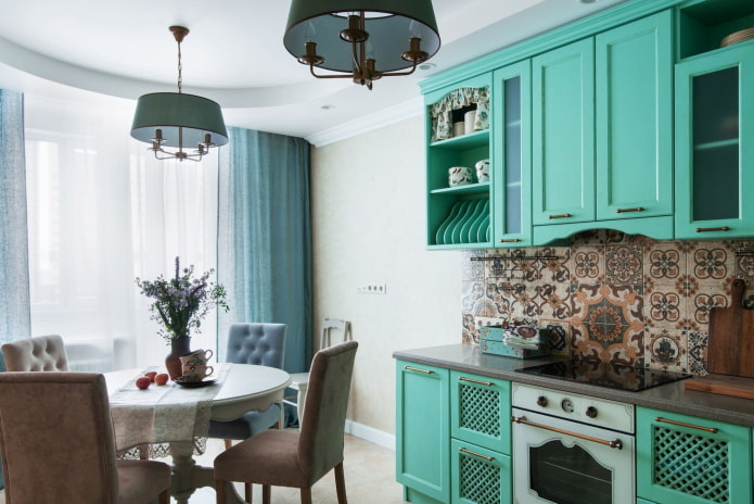 cucina color menta a contrasto