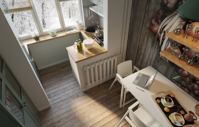 comunicazioni e attrezzature per la cucina sulla loggia
