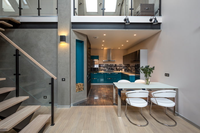 cucina in una nicchia in un interno in stile moderno