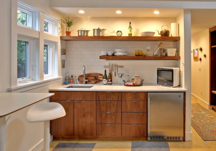 cucina in nicchia con illuminazione interna