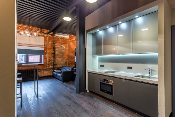 cucina in nicchia con illuminazione interna