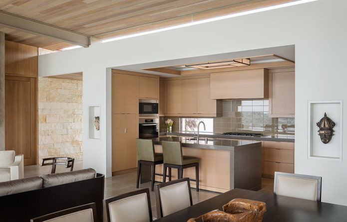 cucina in una nicchia in un interno in stile moderno