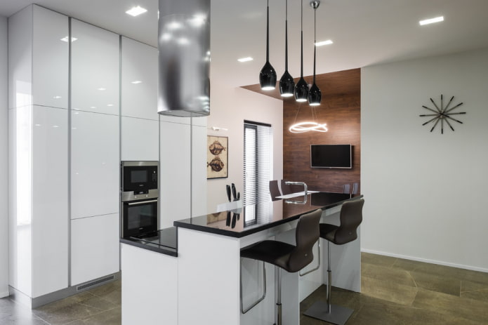 design dell'isola nell'interno della cucina