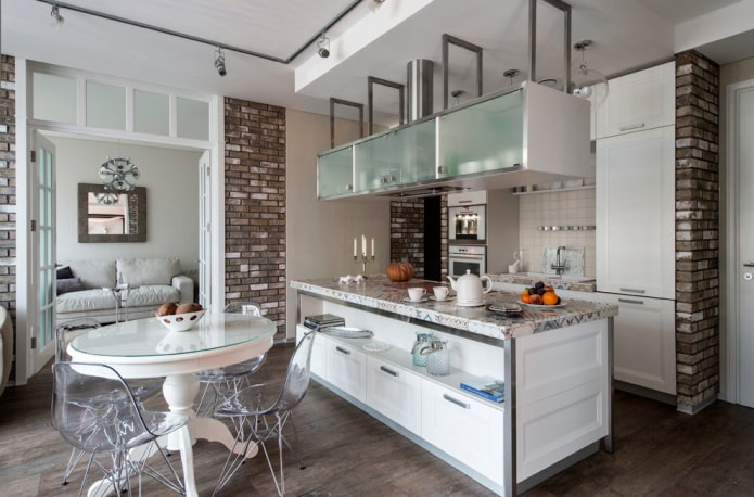 isola con sistema di contenimento nell'interno della cucina