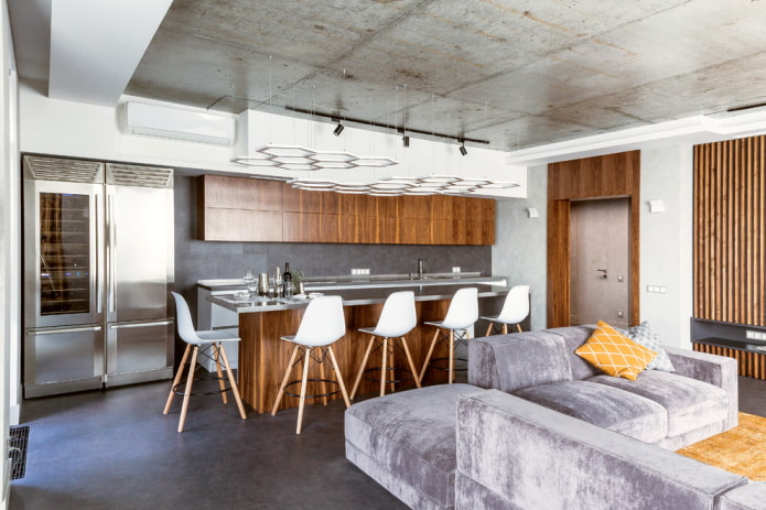 isola all'interno della cucina-soggiorno