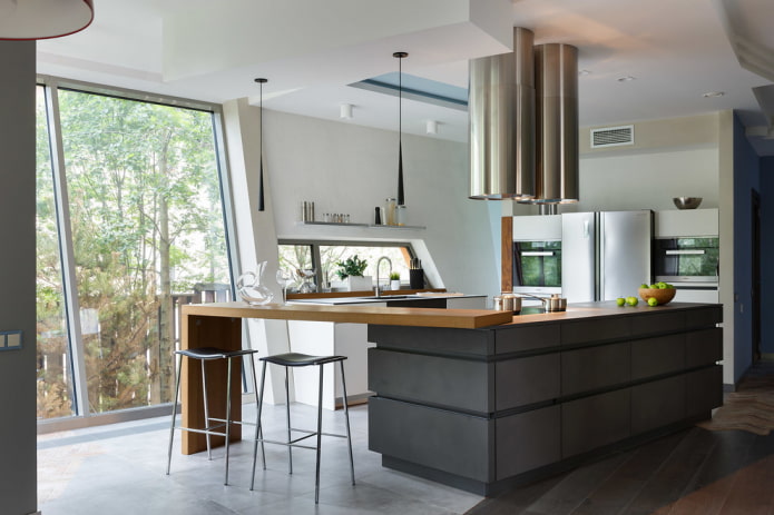 isola all'interno della cucina in stile moderno