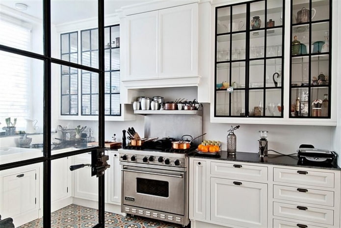 cucina scandinava in bianco e nero