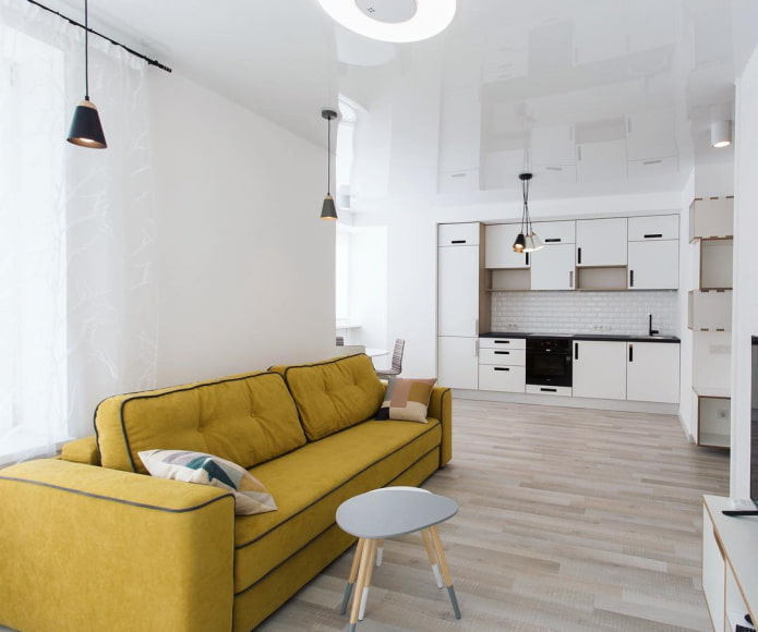 interno con zona cucina sulla parete di fondo
